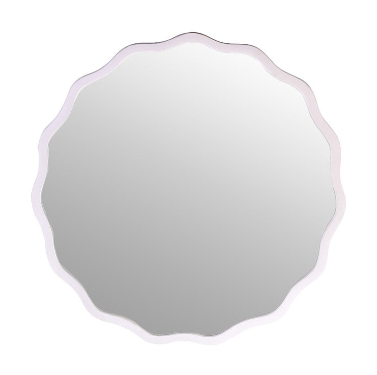Wave White Round Mirror