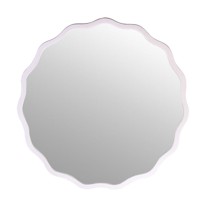 Wave White Round Mirror