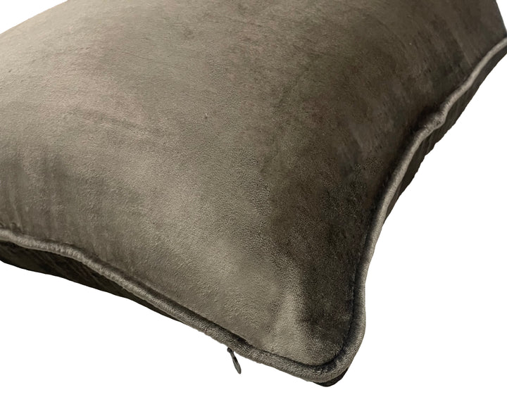 Pewter Velvet Luxury Square Cushion With Feather Insert