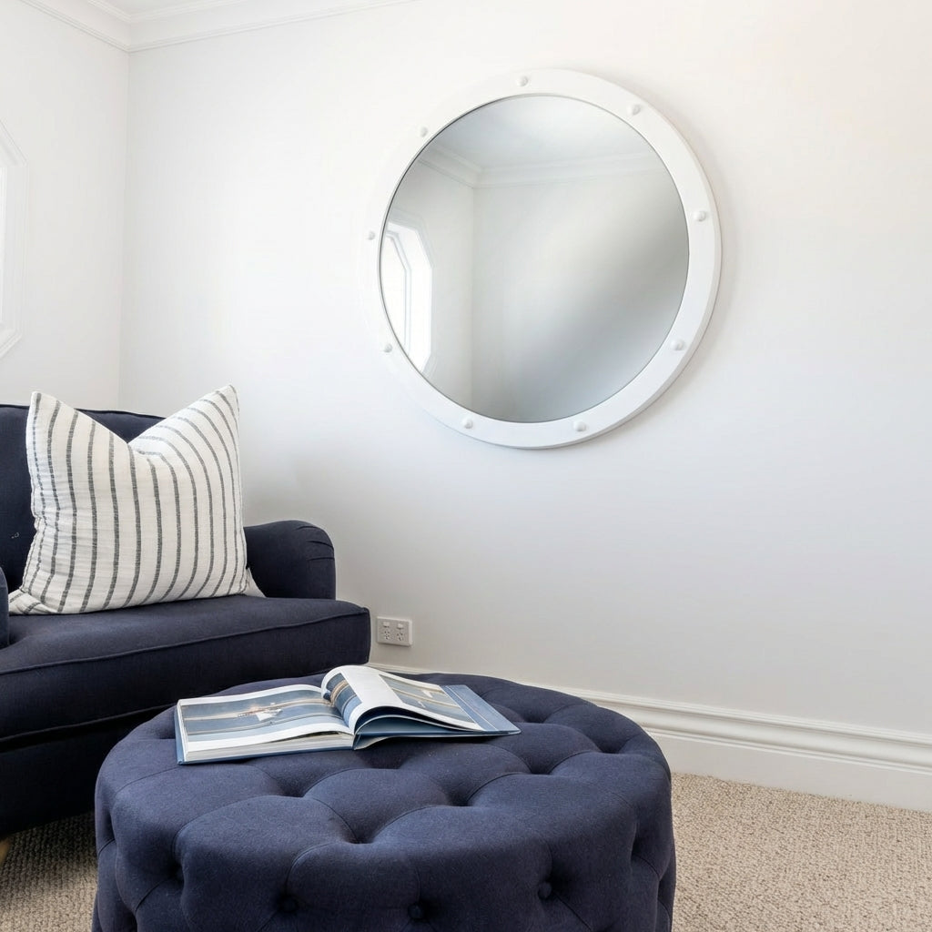 Porthole Round White Mirror