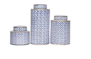 Star Blue & White Handpainted Jar - 3 sizes