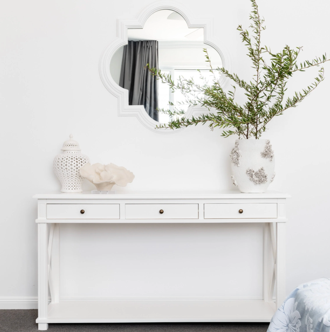 South Beach Medium Console Table Satin White 150cm wide x 40cm deep x 80cm high