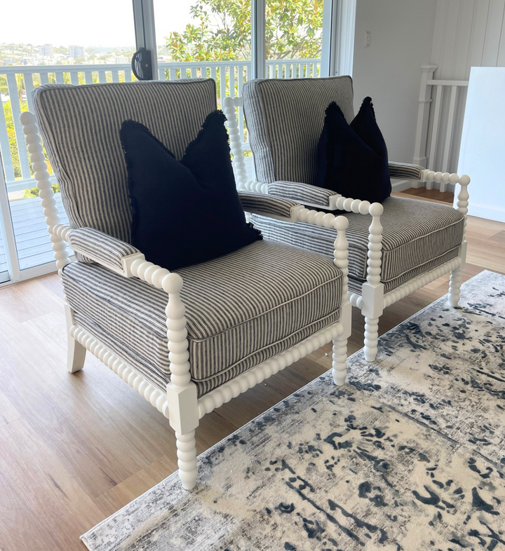 Bobbin Linen And Oak Armchair