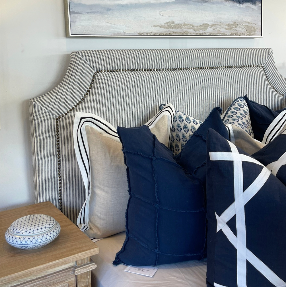 Scarlett Linen Bedhead with studs