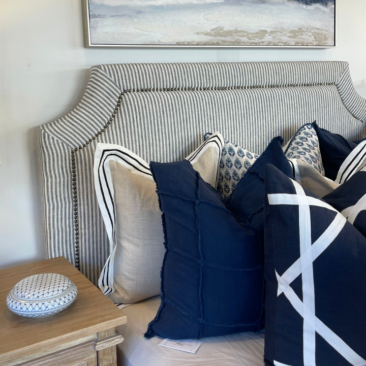 Scarlett Linen Bedhead with studs