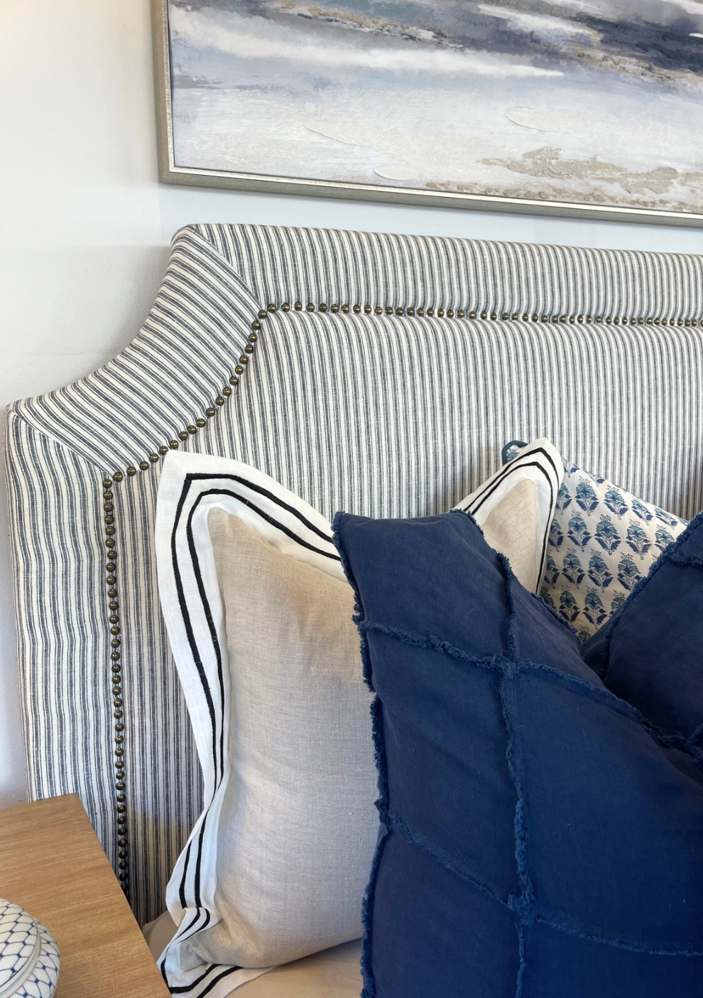 Scarlett Linen Bedhead with studs