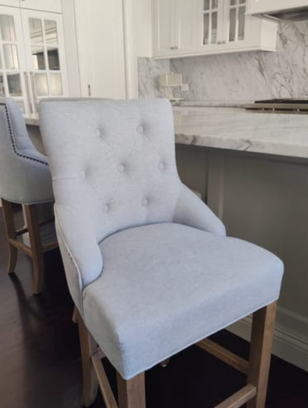 Leopold Upholstered Linen Kitchen Stool