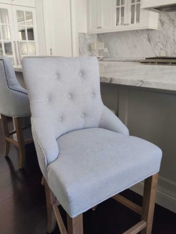 Leopold Upholstered Linen Kitchen Stool