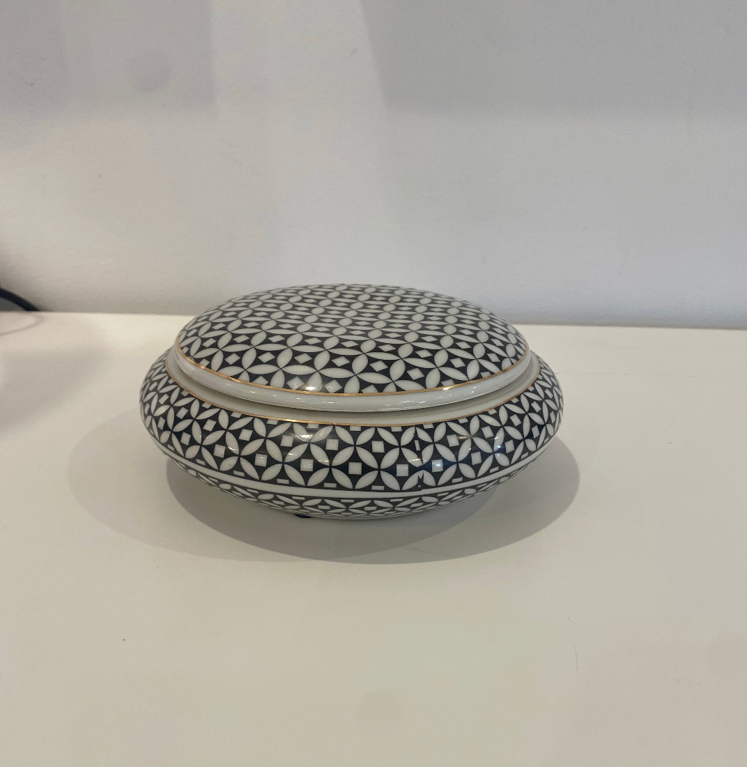 Royal Weave Round Ceramic Trinket Box 17cm