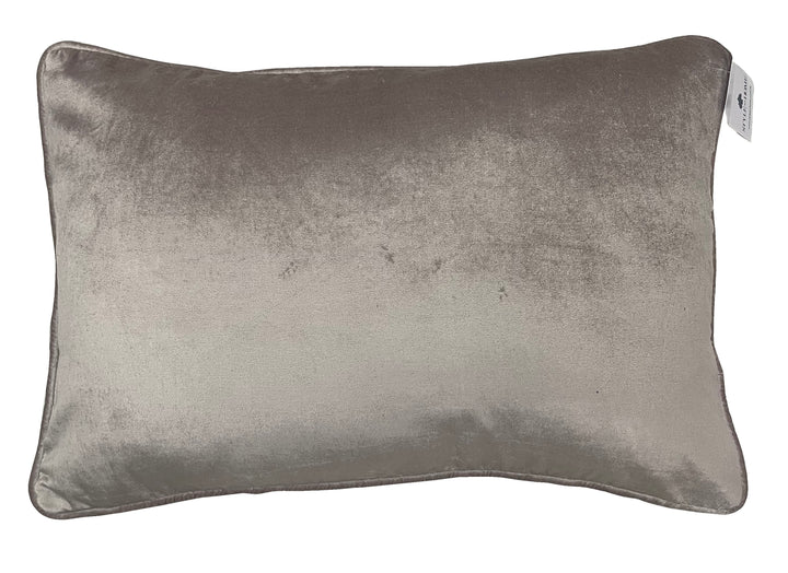 Taupe Velvet Luxury Lumbar Cushion With Feather Insert