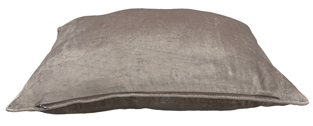 Taupe Velvet Luxury Lumbar Cushion With Feather Insert