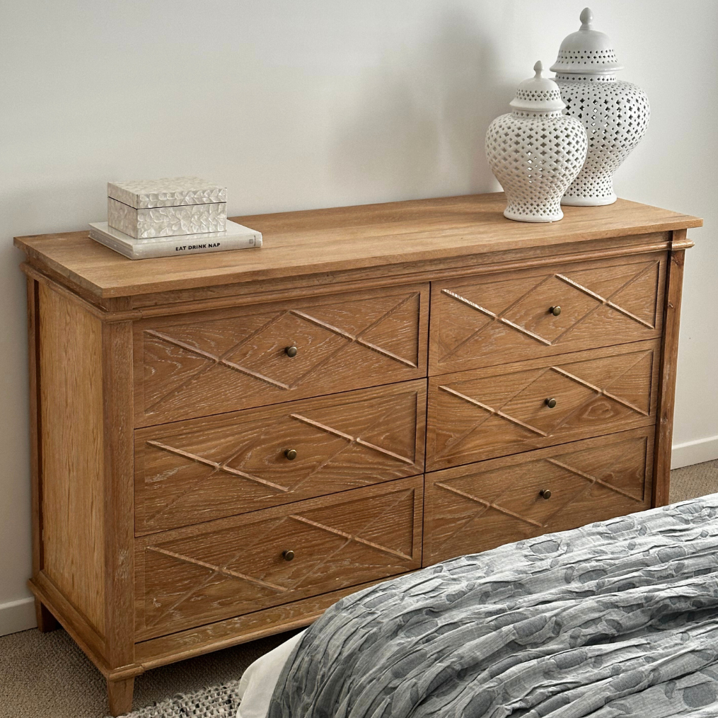 Brisbane Ascot Chest Of Drawers Whitewash Whitewash Oak 152cm wide x 50cm deep x 90cm high