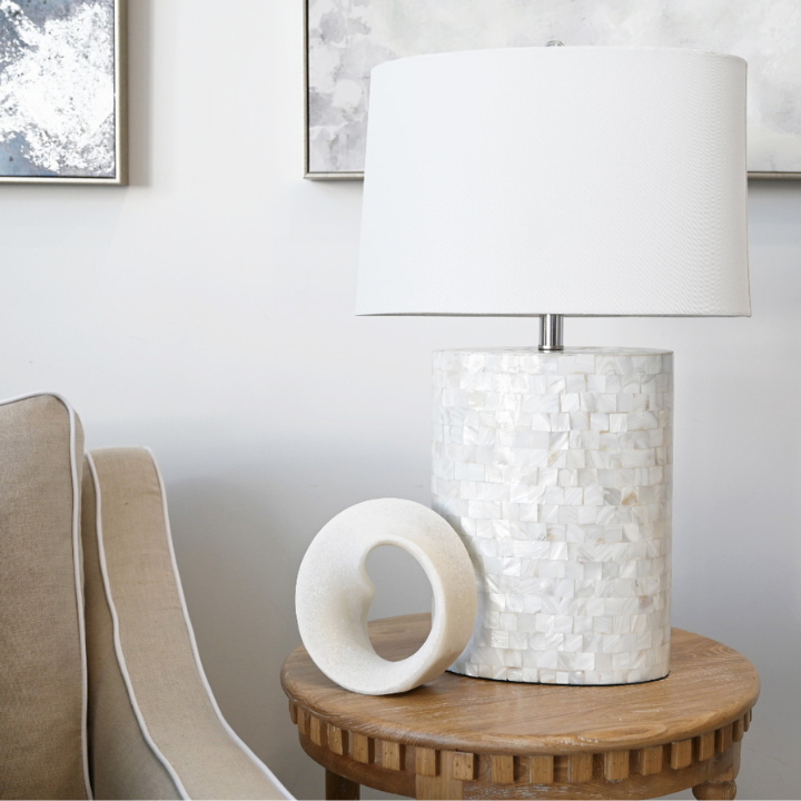 Pearl Oval Mother Of Pearl Table Lamp