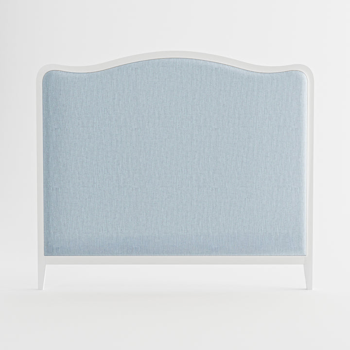 Isabelle French Provincial Curved Bedhead Satin White Duck Egg Blue