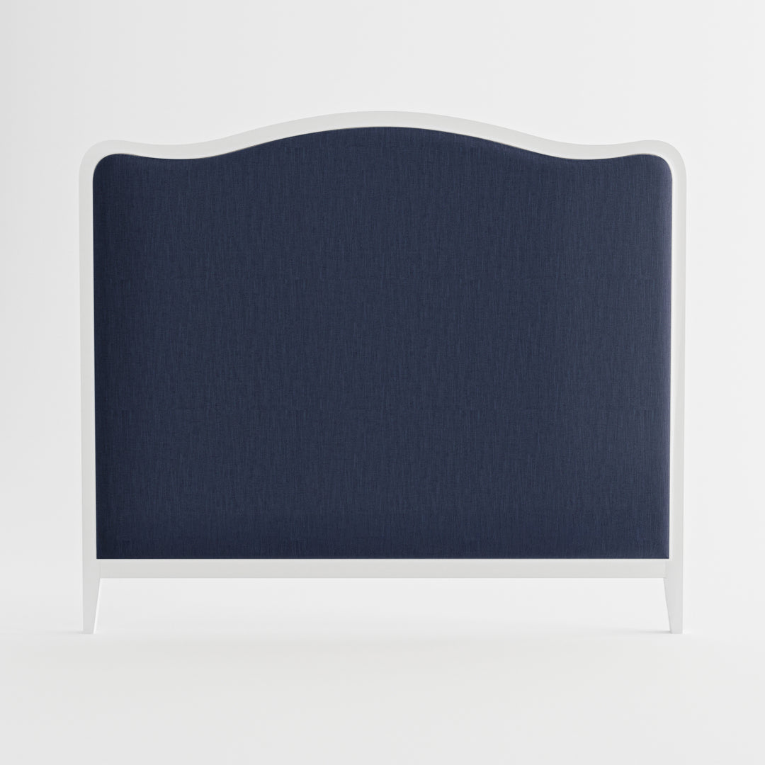 Isabelle French Provincial Curved Bedhead Satin White Navy