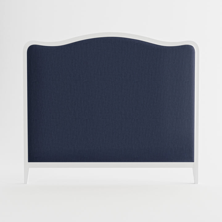 Isabelle French Provincial Curved Bedhead Satin White Navy