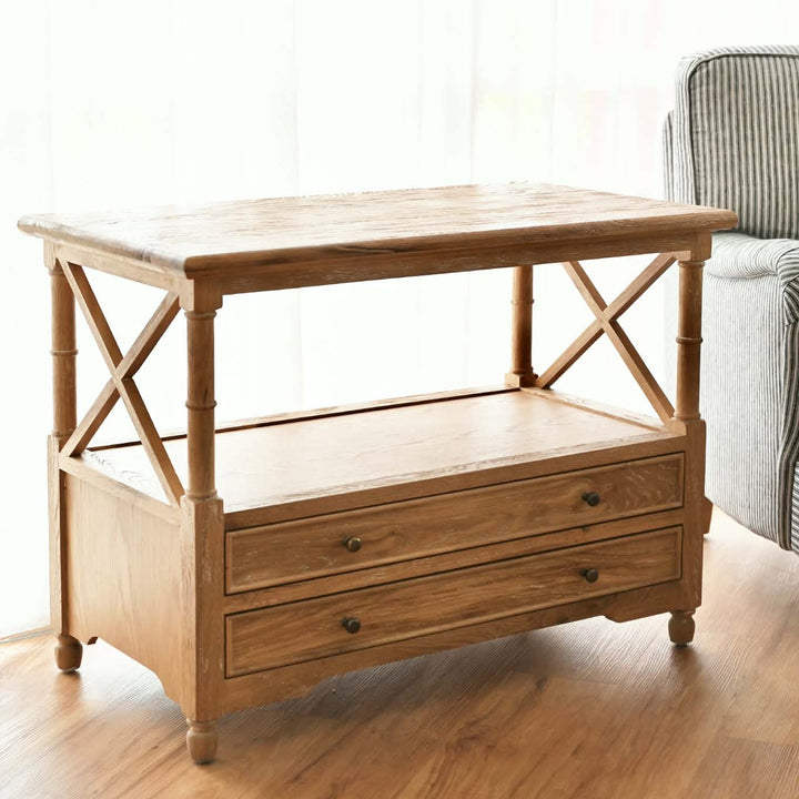 Jessica Hamptons Storage Unit Whitewash Oak 100cm w x 55cm d x 72cm h