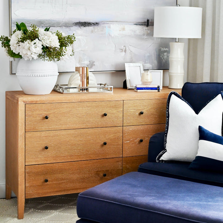 Elliot Large Chest Of Drawers Whitewash Oak 160cm w x 50cm d x 87cm h