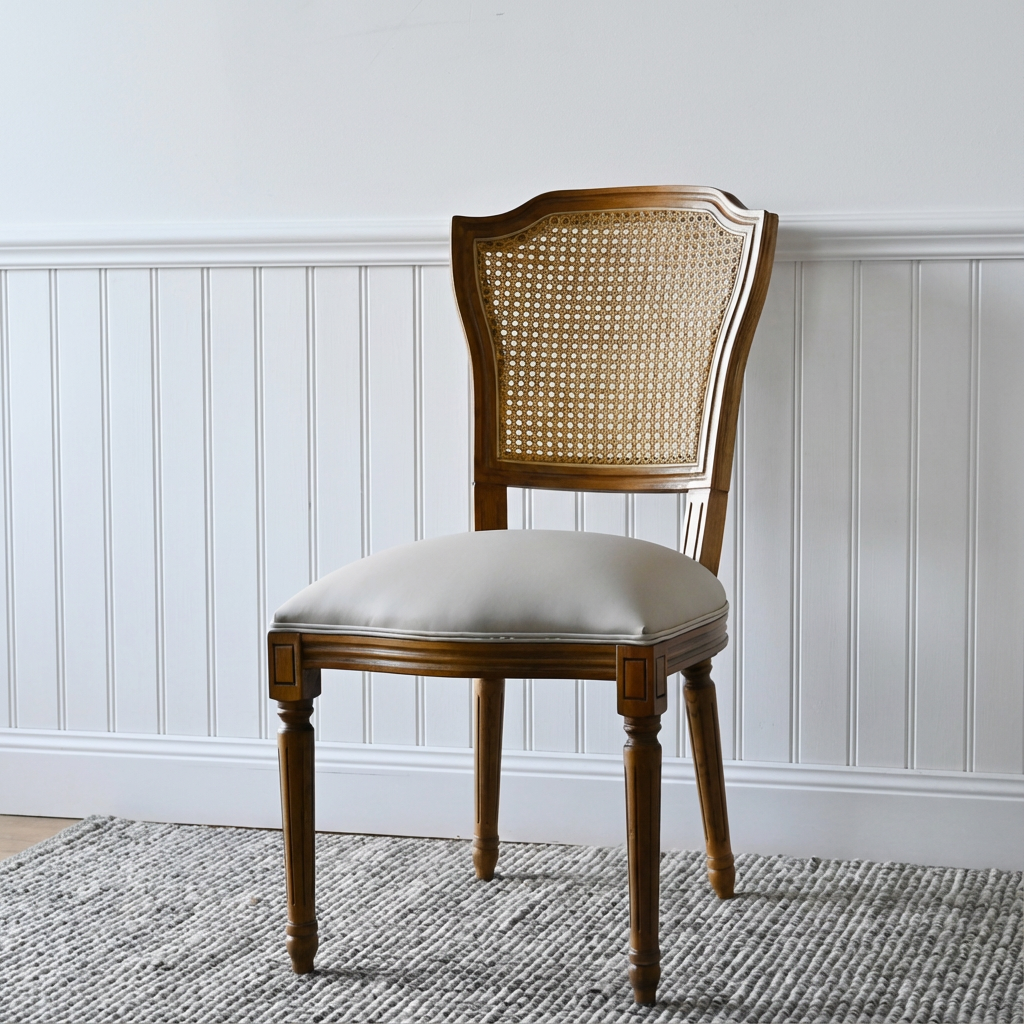 April Luxury Leather Dining Chair Natural Oak Oatmeal Leather
