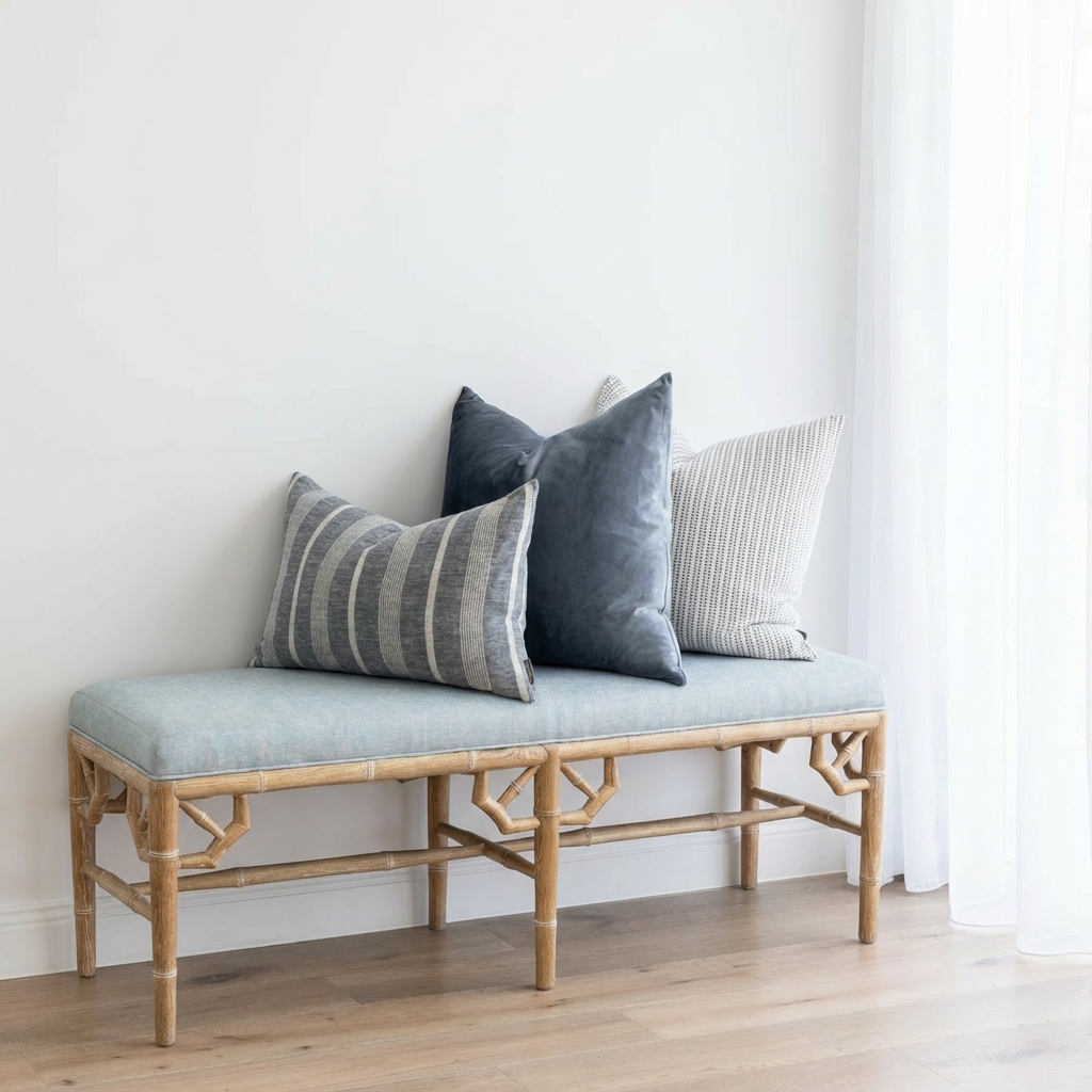 Raffles Linen Upholstered Oak Bench Seat