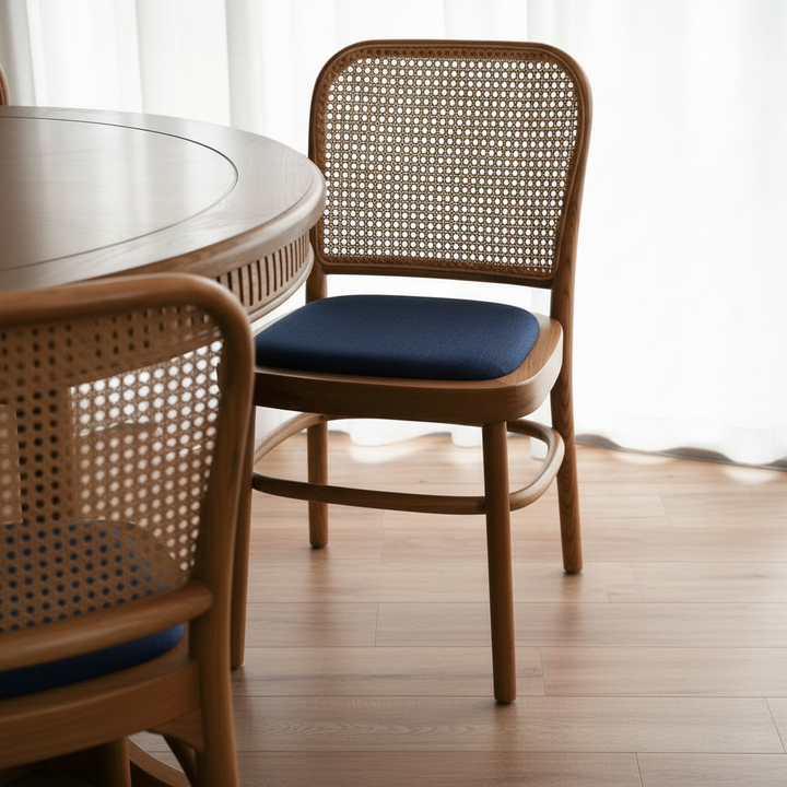 Riviera Natural Oak and Linen Dining Chair Natural Oak Royal Navy