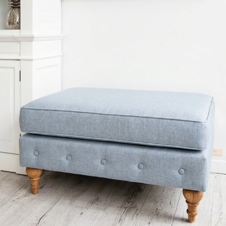 Madeline Linen Ottoman Duck Egg Blue