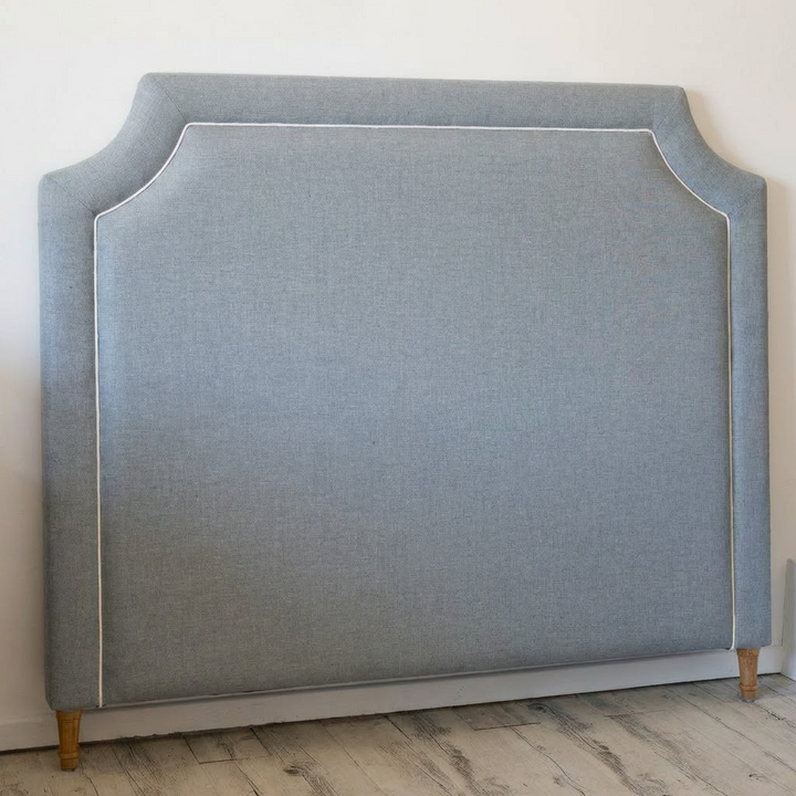 Scarlett Linen Bedhead with white piping