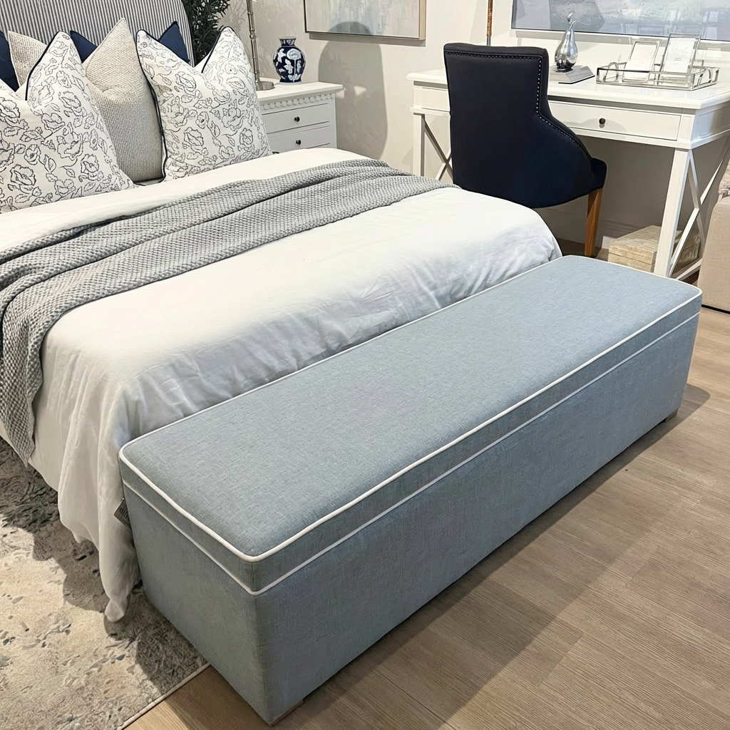 Grace Upholstered Blanket Box Duck Egg Blue 160cm wide x 46cm deep x 46cm high