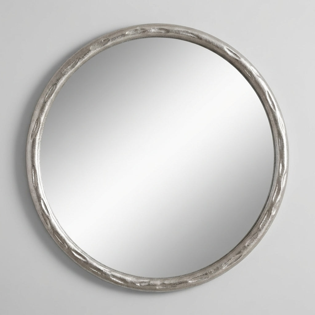 Forged Round Silver Mirror 60cm