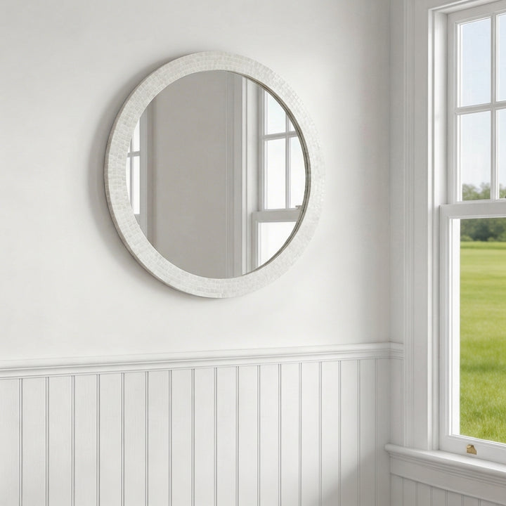 Classic Mother of Pearl Round Mirror 80cm