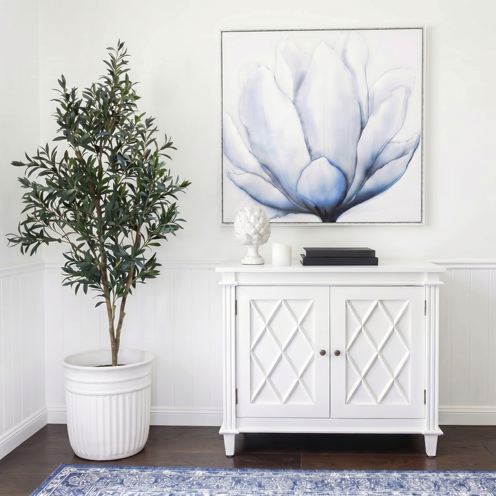 Azure Bloom Canvas in Antique Silver Frame