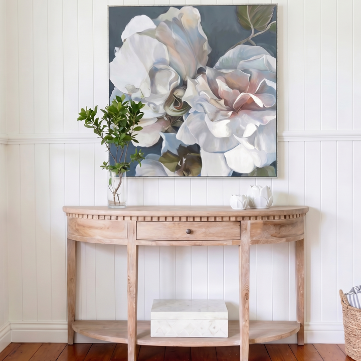 Pastel Petals Canvas In Antique Silver Frame