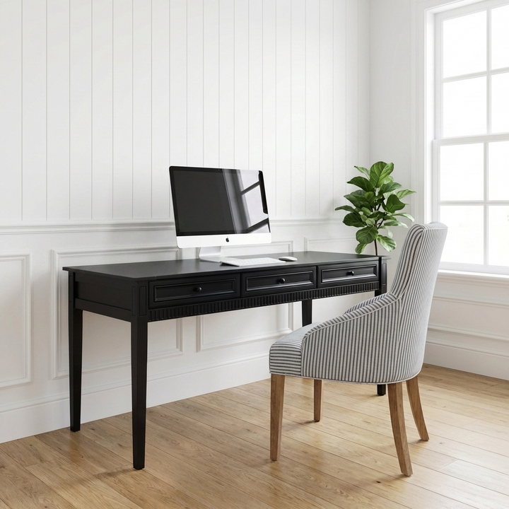 Amelie Medium Desk Satin Black 160cm wide x 50cm deep x 82cm high