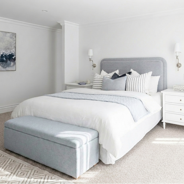 Abigail Plain Top Upholstered Storage Box Duck Egg Blue 160cm wide x 46cm deep x 42cm high