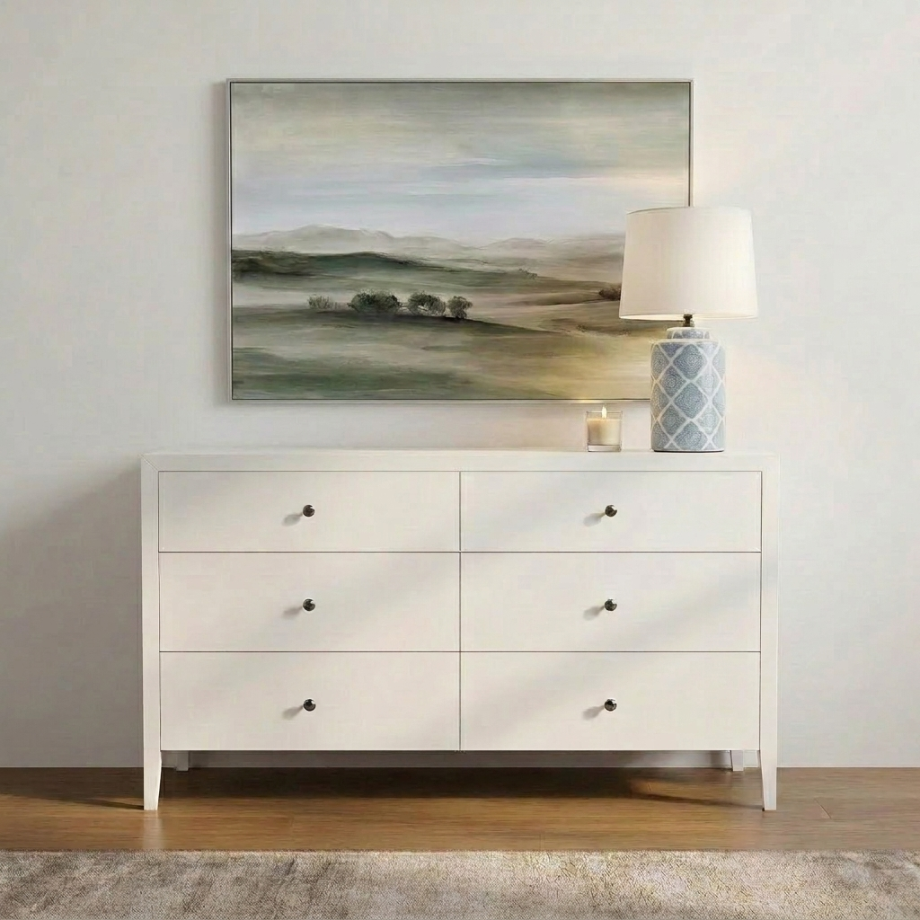 Elliot Large Chest Of Drawers Satin White 160cm w x 50cm d x 87cm h
