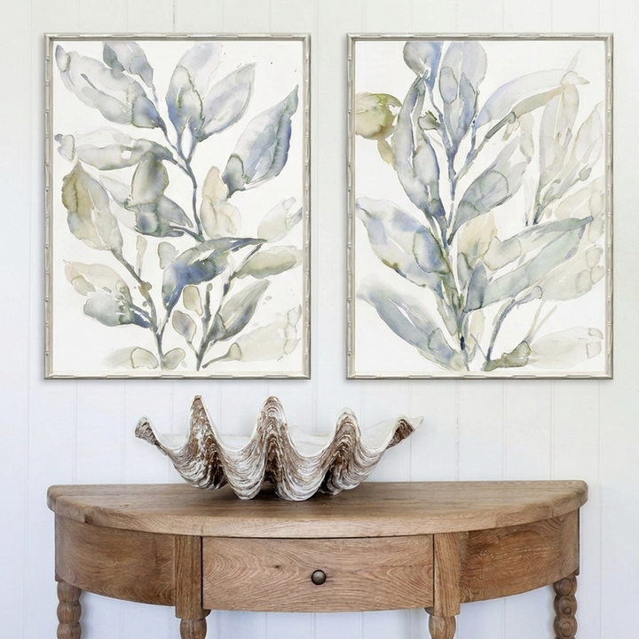 Saltwater Botanicals 2 Medium Canvas in Bamboo Frame