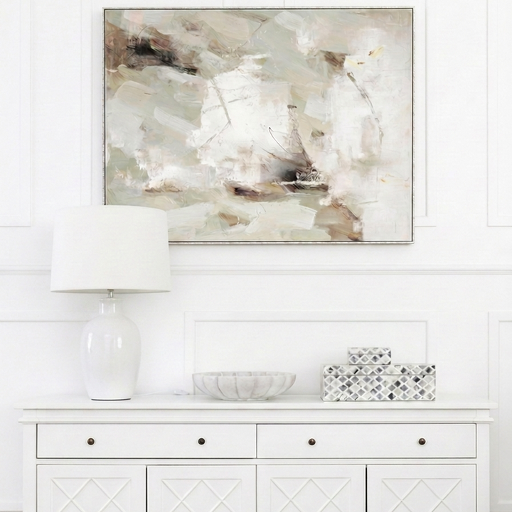 Sage and Stone Canvas in Silver Frame