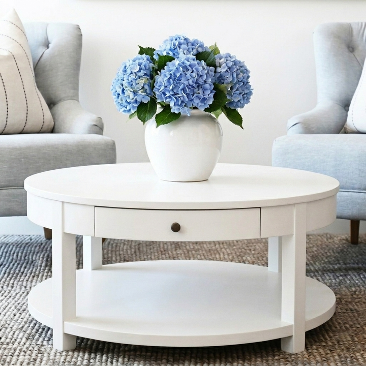 Ava Round Coffee Table Satin White 93cm diametre x 42cm high