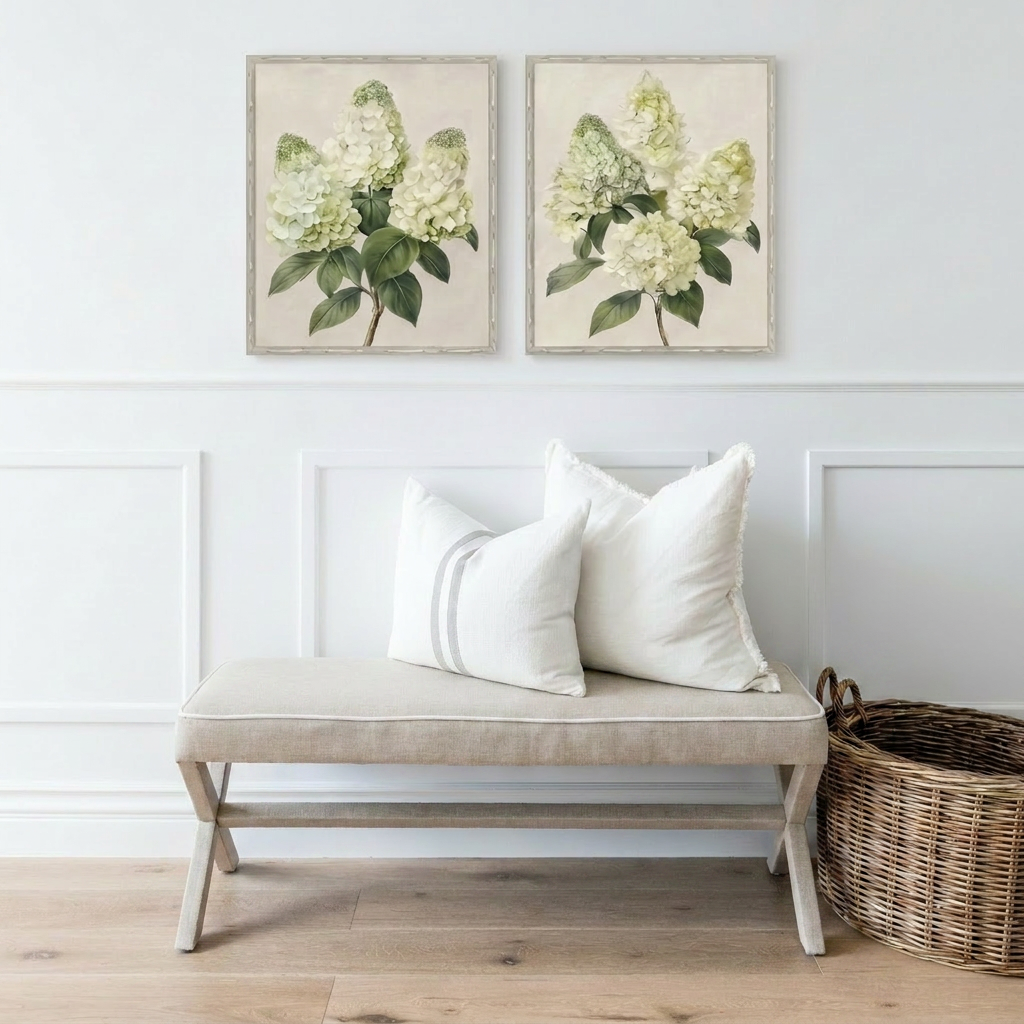 Pinnacle Hydrangea 2 Medium Canvas in Bamboo Frame