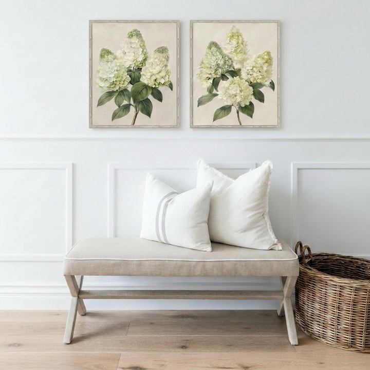 Heather White Square Fringed Linen Cushion