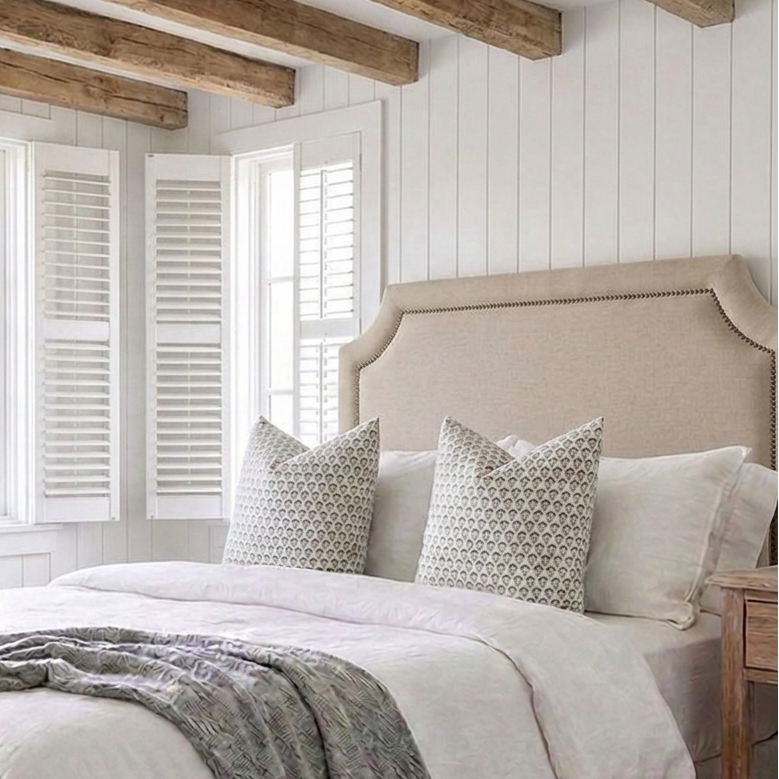 Scarlett Linen Bedhead with studs