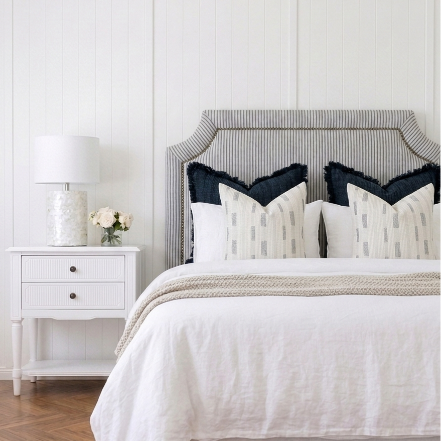 Scarlett Linen Bedhead with studs