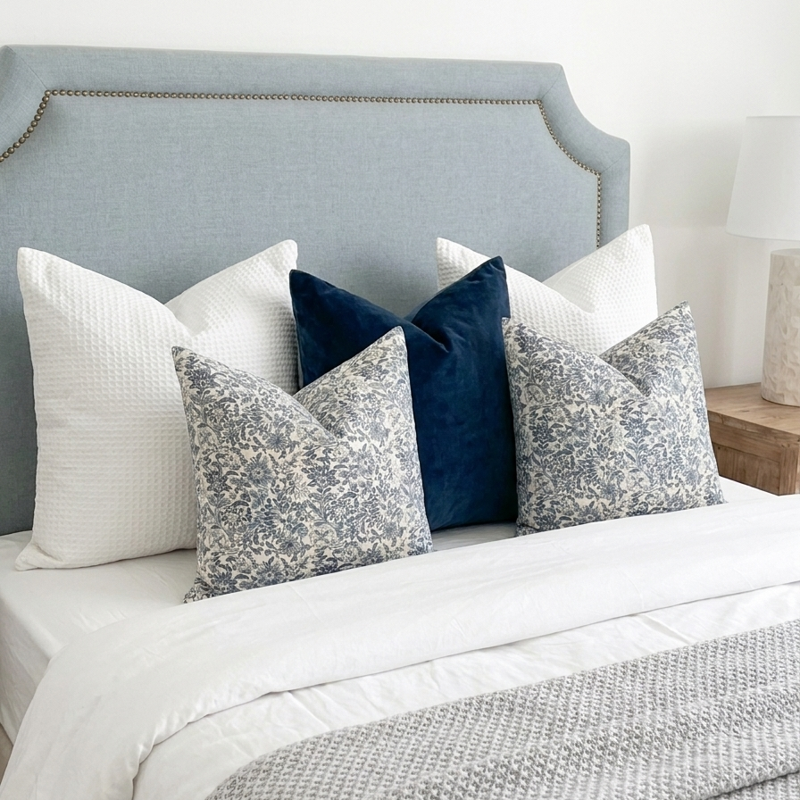 Scarlett Linen Bedhead with studs