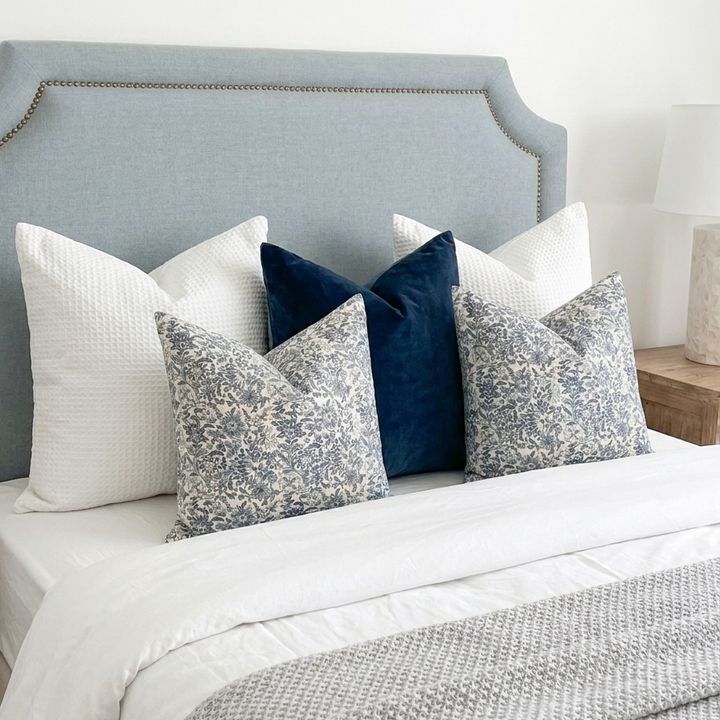 Scarlett Linen Bedhead with studs