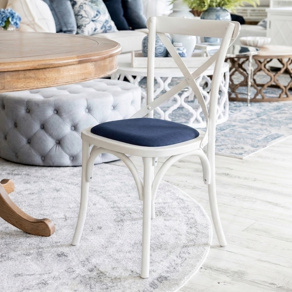 Carter Cross-back Dining Chair With Linen Seat