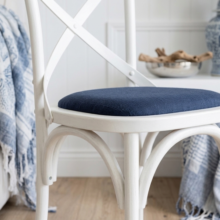 Carter Cross-back Dining Chair With Linen Seat