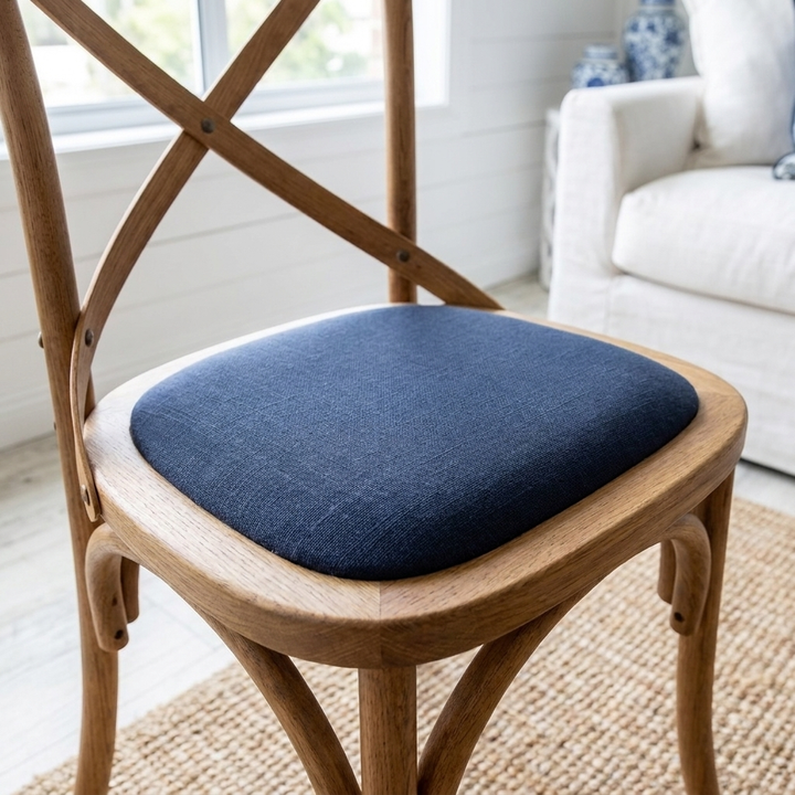 Carter Cross-back Dining Chair With Linen Seat