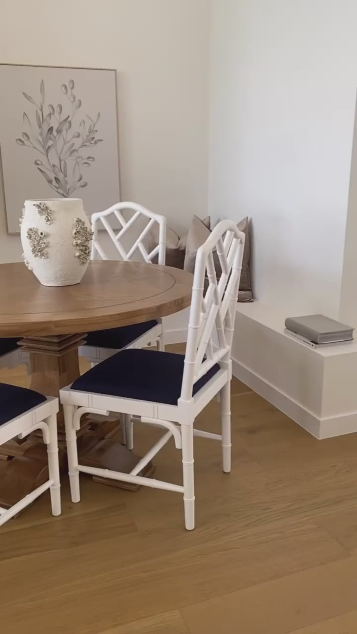 Hannah Parquetry Round Dining Table With Natural Base