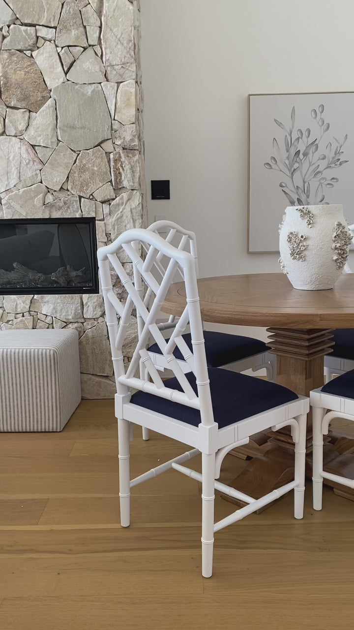 Hannah Parquetry Round Dining Table With Natural Base