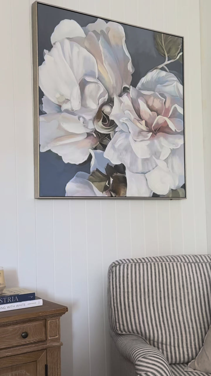Pastel Petals Canvas In Antique Silver Frame